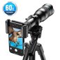 Teleobjetiva para celular zoom 60x com suporte e tripé ajustável 43 - 137 mm