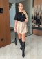 Dámska kožená sukňa  - ačkový strih - krémová farba - MONORIA - fashion Julzz