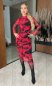 Dámske elegantné midy šaty - vzorované červené - MELORE - fashion Julzz