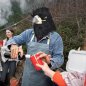 Máscara de águila - Máscara facial (cabeza) de silicona negra para niños y adultos