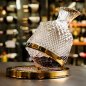 Red wine carafe - glass crystal carafe wine decanter luxury gift set with 2 glasses - Gold / Silver