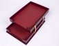 Porte-documents en bois et cuir double couleur Bordeaux (Fabriqué à la main)