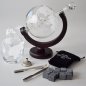 Whiskey globe decanter set with ship - 1 whiskey carafe + 2 glasses and 9 stones