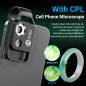 Microscópio de celular (smartphone) com filtro CPL e ampliação de 200x + iluminação LED