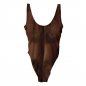 Hairy ladies swimsuit with masculine print - dark