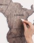 Veggkart over verden - farge mørk valnøtt 200 cm x 120 cm