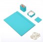 Bureauset 4-delig - Luxe turquoise leer (100% handgemaakt)