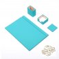 Office desk set 4 pcs - Marangyang turquoise leather (100% Hand Made)