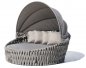 Rundes Outdoor-Tagesbett – Rundes Gartenbett mit Sonnenschutz EXKLUSIV – Aluminium + Rattan