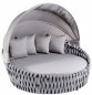 Rundes Outdoor-Tagesbett – Rundes Gartenbett mit Sonnenschutz EXKLUSIV – Aluminium + Rattan