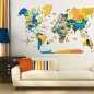 خريطة العالم خشبية ثلاثية الأبعاد على الحائط - صن رايز 100 × 60 سم