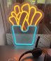 Papas fritas - Comida rápida - Logotipo iluminado con neón LED en la pared