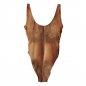 Hairy swimwear with the print of men body - light brown