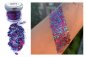 Kilauan merah jambu - Kilauan terbiodegradasi untuk badan, muka atau rambut - Debu bergemerlapan 10g (Biru merah jambu ungu)