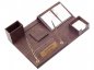 Skrivebordssett 9 stk - luksuriøst skinn (brunt skinn - håndlaget)