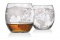 Whiskey globe decanter set with ship - 1 whiskey carafe + 2 glasses and 9 stones