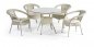 Kertben ülve - kerek asztal és székek - luxus és stílusos rattan bútor 4 fő részére