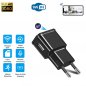 Câmera espiã WiFi P2P FULL HD escondida no adaptador de carregamento do celular + detecção de movimento