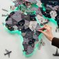 Podsvietená LED mapa na stenu drevená 3D Šedá - (App mobil + diaľkový ovládač) - 250x160 cm