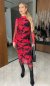 Dámske elegantné midy šaty - vzorované červené - MELORE - fashion Julzz
