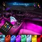 車のLEDライトストリップLED-カラー室内照明-4x18RGBLEDライト+リモコン+サウンドセンサー