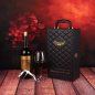 Coffret cadeau avec vin - Coffret de luxe (caisses à vin) paniers en cuir écologique pour 2 bouteilles + accessoires