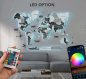 Podsvietená LED mapa na stenu drevená 3D Šedá - (App mobil + diaľkový ovládač) - 250x160 cm