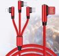 Knitted 3V1 charging cable with 90° design of connector- Micro USB, Lightning, USB-C with lenght 1,5 m