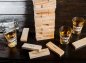 Jenga věž dřevěná se 4 skleničkami na shoty - společenská párty hra pro 2 - 4 hráče