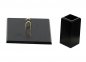 Luxe kantoor SET voor documenten voor op de bureautafel 6 stuks zwart leer + hout