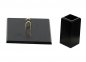 SET de oficina de lujo para documentos para la mesa de oficina 6 piezas cuero negro + madera