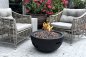 Portable fire pit - outdoor garden gas fireplace -  round black cast concrete