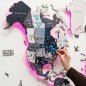 Podsvietená LED mapa na stenu drevená 3D Šedá - (App mobil + diaľkový ovládač) - 250x160 cm