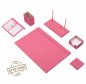 Ženska roza usnjena namizna miza SET - 8 kosov pisarniški pribor (100% ROČNO IZDELANO)