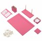 Women's pink leather desk table SET - 8 pcs office accessories (100% HANDMADE)