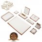 皮革桌垫–豪华SET 11件，用于书桌垫（棕木+皮革）
