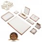 Leren bureaumat - Luxe SET 11 stuks voor bureaulegger (bruin hout + leer)