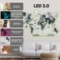 Podsvietená LED mapa na stenu drevená 3D Šedá - (App mobil + diaľkový ovládač) - 250x160 cm