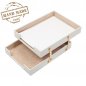 Brevbakker - luksus kontordokumentbakke (hvidt læder) + tilbehør i guld (håndlavet)