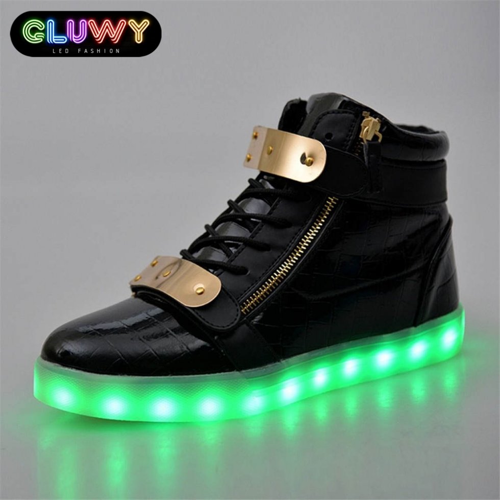 Light up Shoes LED Black and gold Cool Mania