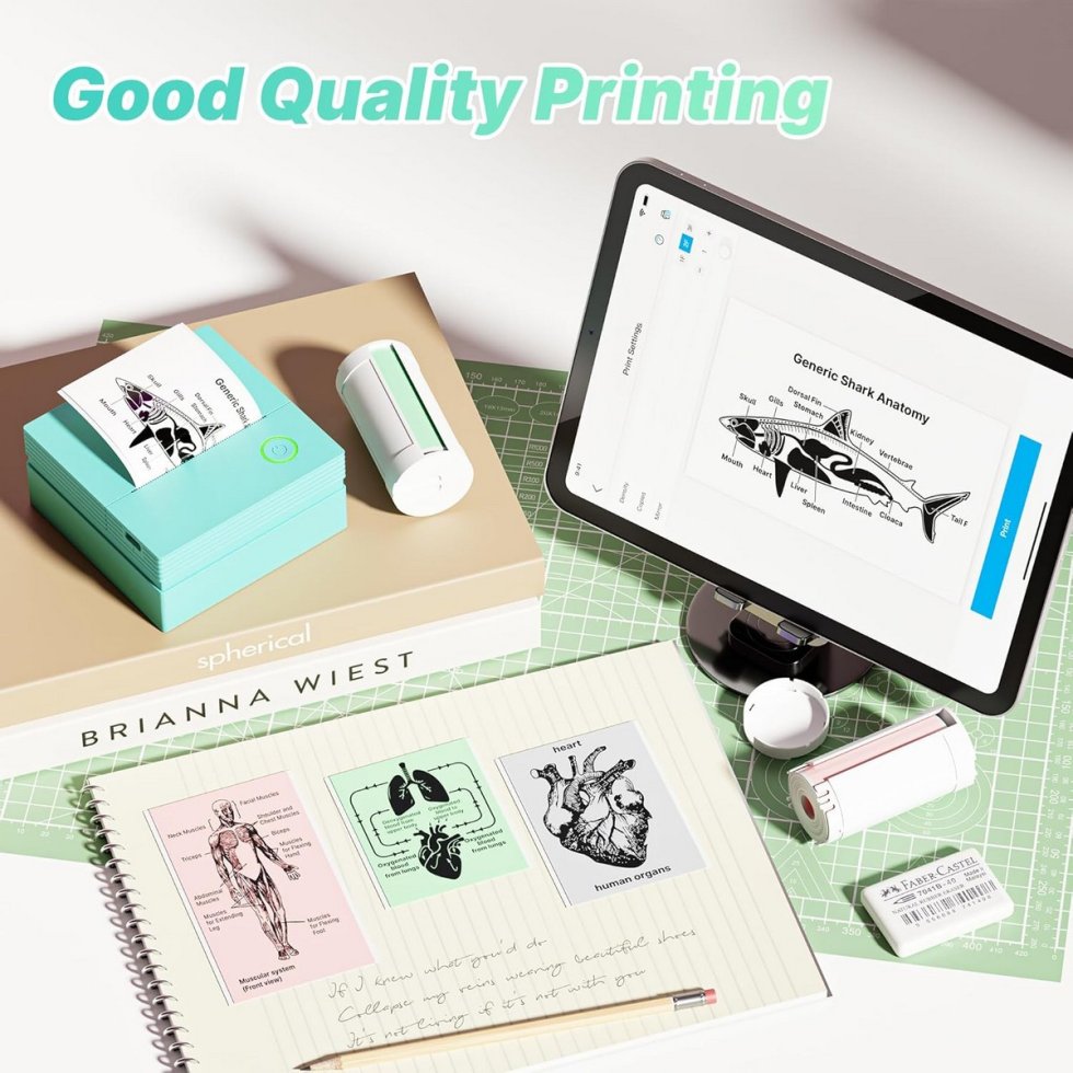 Mini printer with bluetooth (mobile app) – portable for stickers and ...