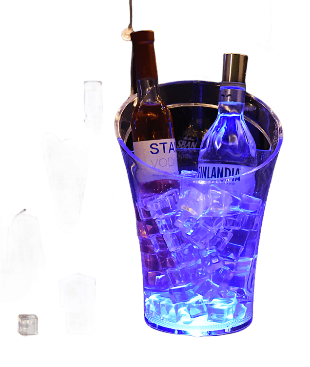 Seau à Glace LED 3.5L Avec Lumières Changeantes RGB - Pour Champagne, Vin, Bière - Idéal Fêtes, Bars, Restaurants