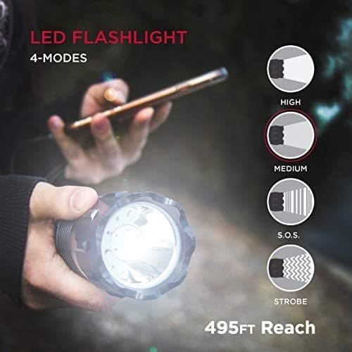 LED Flashlight + emergency car jump starter + Battery 8000 / 15000 mAh