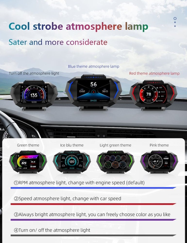 Car on board computer HUD display 3,5" - Multifunctional sports Accelerometer Display