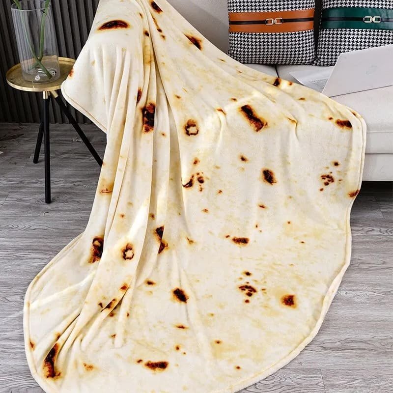 Couverture Burrito Géante - Imprimé Tortilla Réaliste - Diamètre 152 Cm - Flanelle Douce - Cadeau Drôle Pour Adultes Et Enfants