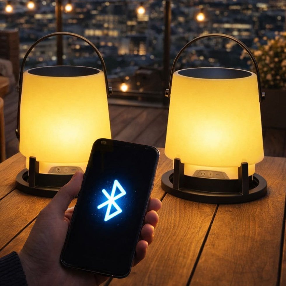 ワイヤレスBluetoothスピーカー5Wとソーラー充電USB-Cを搭載したLED