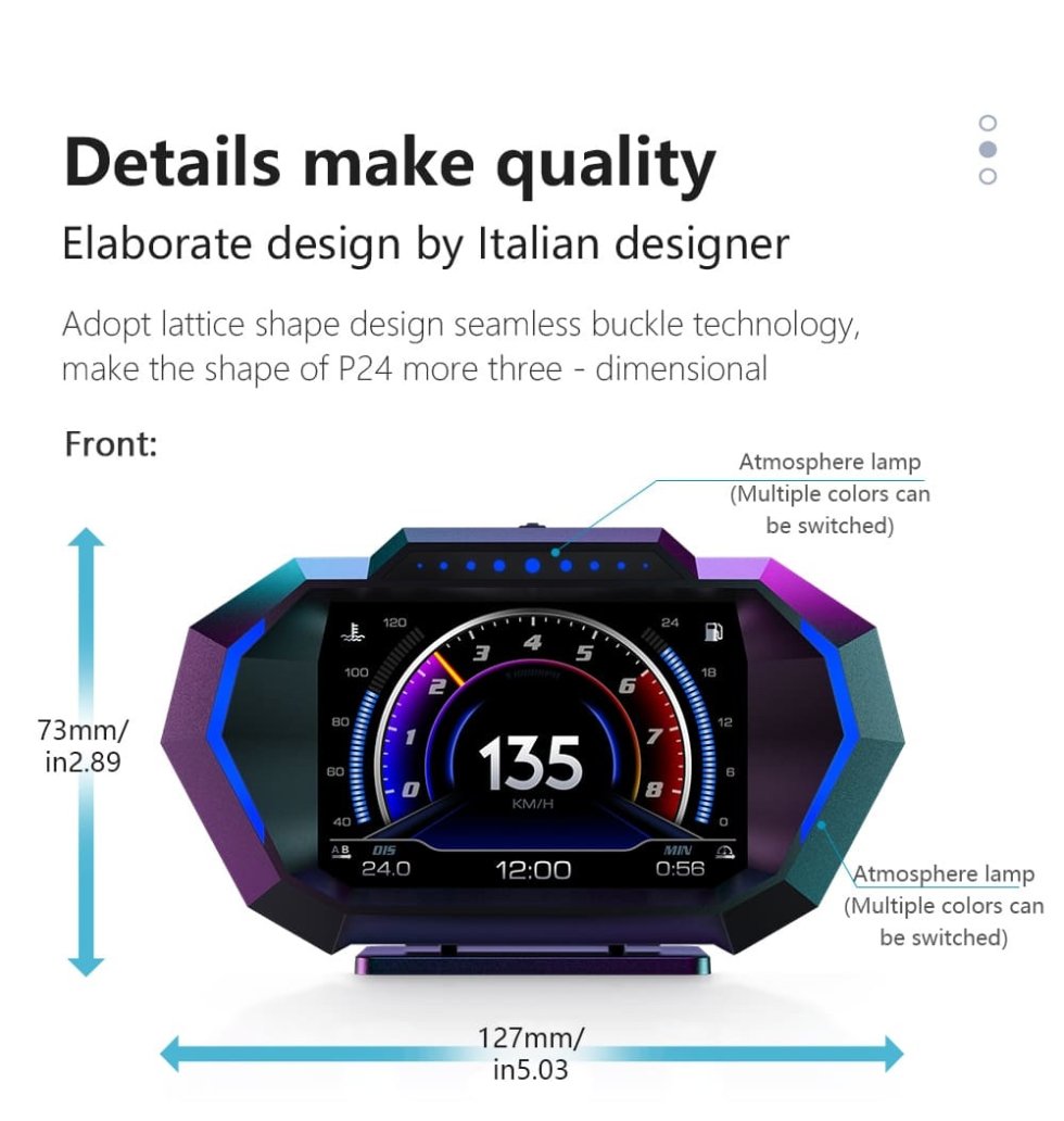 Car on board computer HUD display 3,5" - Multifunctional sports Accelerometer Display