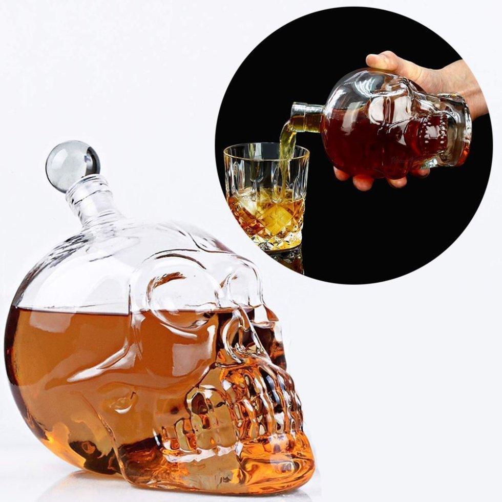 Bình decanter và ly hình đầu lâu - bình decanter thủy tinh đựng rượu ...