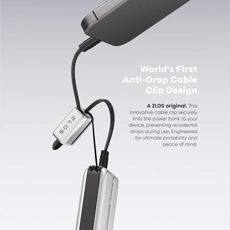 Super fast 20000 mAh 65W power bank with integrated cable and