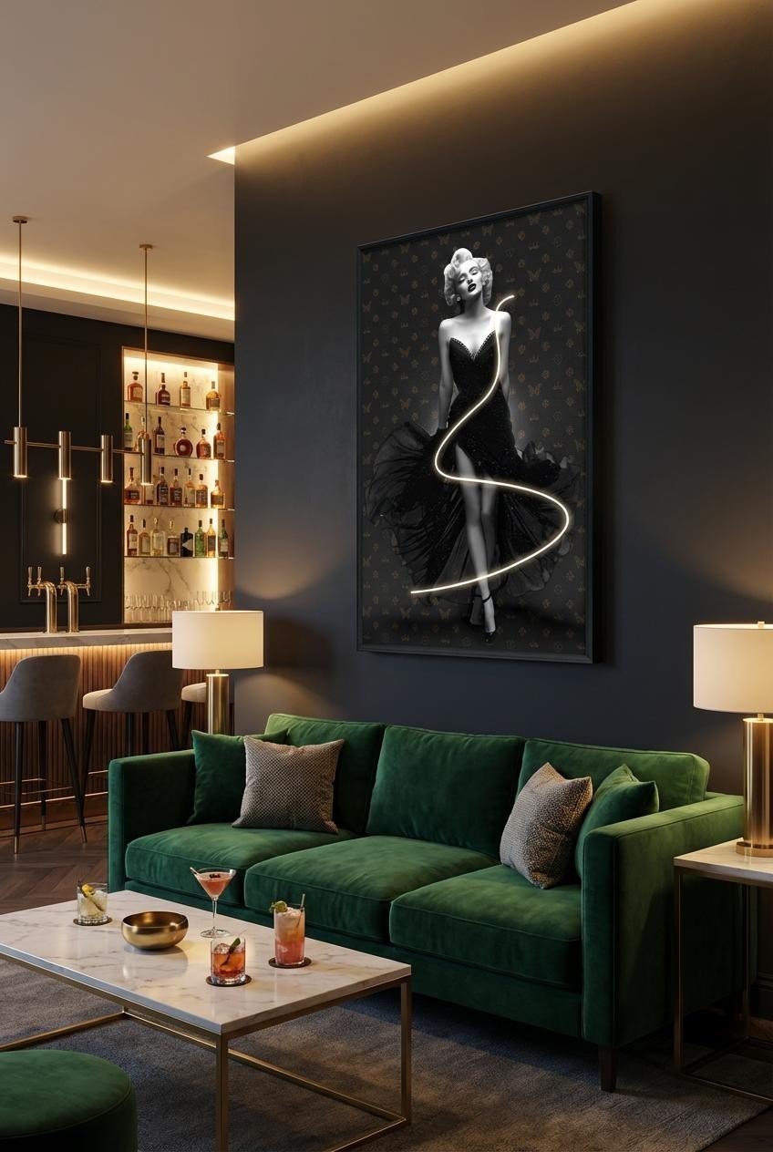 Cuadro decorativo de Marilyn Monroe con iluminación LED para interiores ...